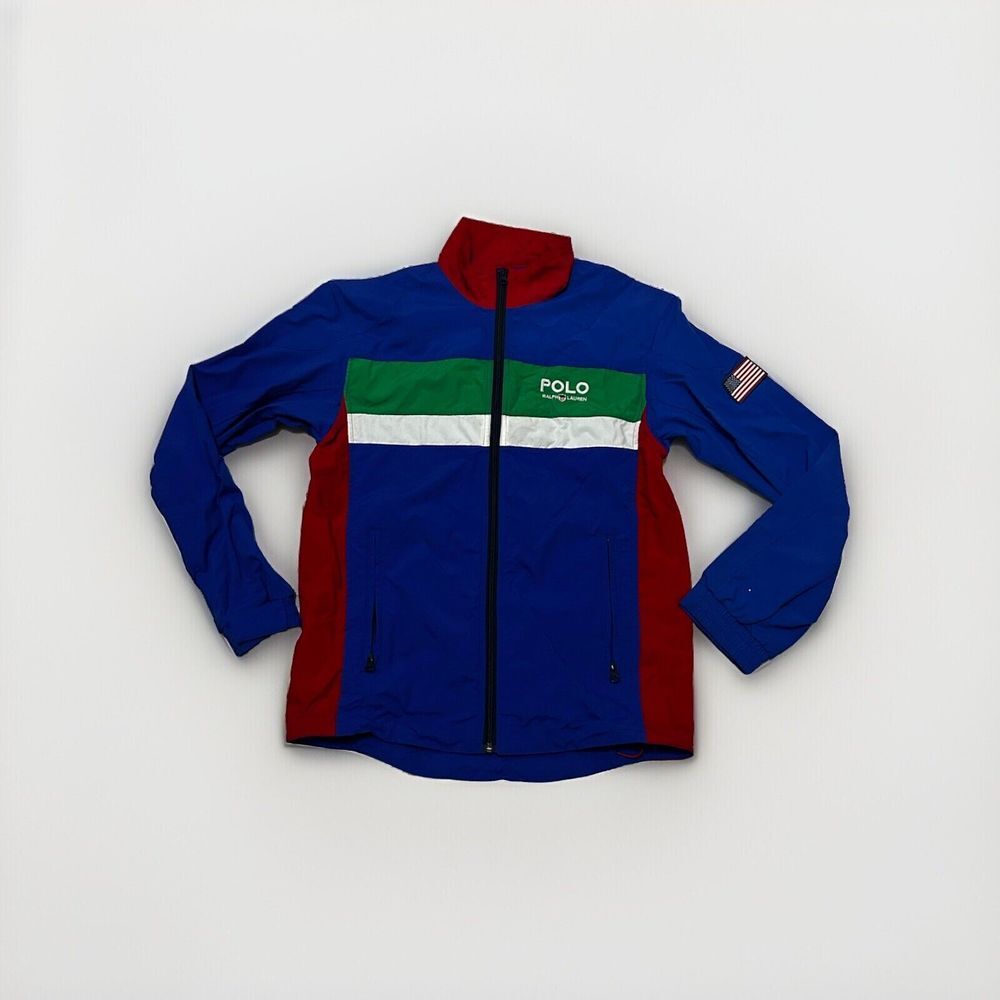 Polo Ralph Lauren Blue Nylon Retro 1967 Windbreaker Track Jacket‎ Size Small